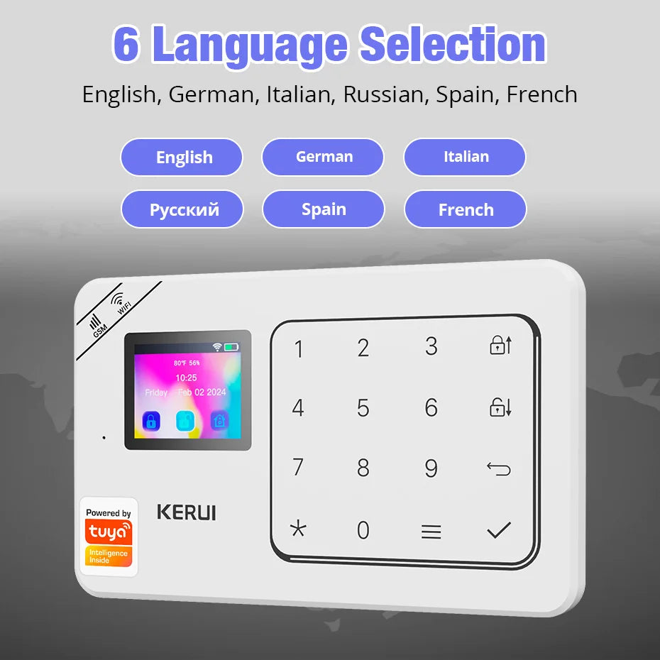Kit Sistema di Allarme Domestico WIFI GSM KERUI Compatibile con Tuya, Allarme Antifurto Supporta Alexa Google, Sicurezza Wireless per Casa 433MHz