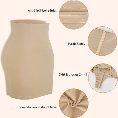 Mezze sottoveste per sotto il vestito Donna Shapewear Controllo della pancia Vita sottile Body Shaper Mezze gonne Perizoma 2 in 1 Butt Lifter Biancheria intima