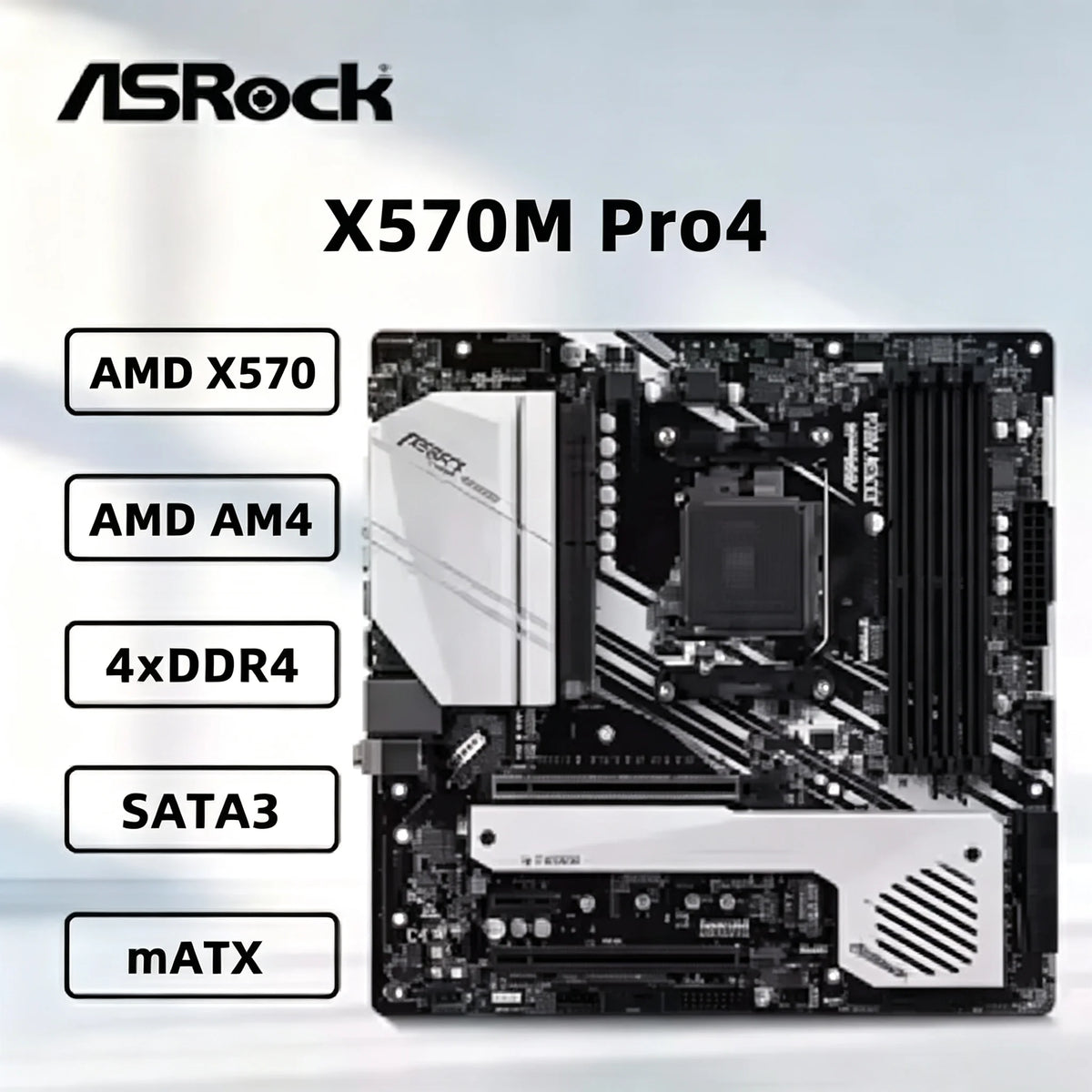 Scheda Madre ASRock X570M Pro4 AMD X570 AM4 Supporta CPU 5800X3D 5700X3D 5600G 4xDDR4 4200MHz PCIe4.0 M.2 NVME MATX