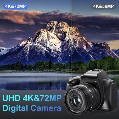 Fotocamera Digitale con Zoom Ottico 12X, 4K, WiFi, HD, 72MP, Avanzata, 270° °   Schermo Ribaltabile Autofocus Principiante/Principiante Selfie Macro