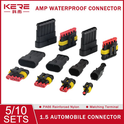 20/50/100 Set 1.5 Serie AMP Automobile Connettori 1/2/3/4/5/6 Pin Super Sigillo Impermeabile Cavo Elettrico connettore PA66 Nylon