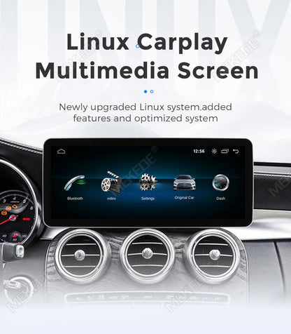 Mekede, schermo da 12,3 pollici, risoluzione 2K, sistema di navigazione GPS con CarPlay e Android Auto, autoradio multimediale con sistema operativo Linux per Mercedes Benz C W205, GLC X253, Classe V W447, lettore video 4K.