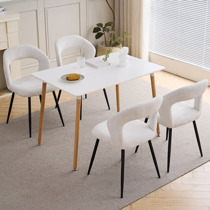 EGOONM Set di 4 Sedie da Pranzo Moderne con Schienale Cavo, Sedie Laterali Imbottite in Tessuto, Gambe in Metallo Nero, Sedie d'Accento per Cucina e Caffè