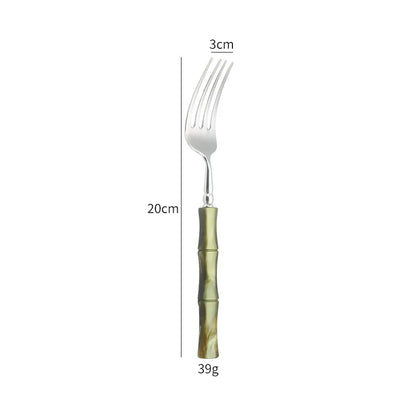 Nuovi posate in resina stile bambù 18/10 in acciaio inossidabile 304 posate classiche set di stoviglie argento blu verde crema trasporto di goccia