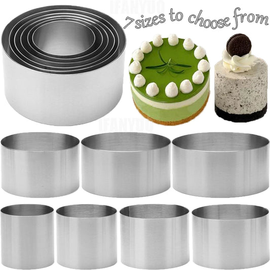Stampo per anello per torta circolare in acciaio inossidabile per cuocere 5-11 cm Torta per mousse Formine per biscotti rotonde Strumenti per torte da cucina per feste fai da te
