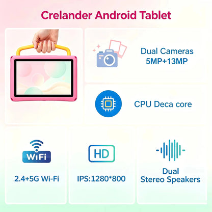 KOOMDIGI Tablet PC Android 13 da 10,1 pollici, 20 GB di RAM (4 GB + 16 GB espandibili), 64 GB di ROM, processore Deca Core, chiamate 4G LTE, display HD 1280×800, WiFi 2,4G/5G, doppia fotocamera 5MP+13MP, batteria da 5000 mAh