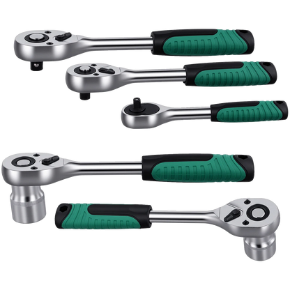 Podofo Set di 216 Pezzi di Utensili Avanzati per Riparazione Auto, Set di Chiavi a Bussola da 1/4", 3/8", 1/2" con Chiave a Cricchetto a 24 Denti, Chiave a Cricchetto Ergonomica, Set di Utensili per Meccanici per Riparazione