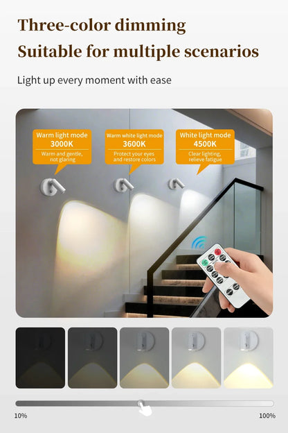 Lampada da Parete LED con Sensore di Movimento, Interruttore Touch, Luce Notturna, Faretto Magnetico Wireless Dimmerabile per Camera da Letto, Armadio, Scale, Decorazione
