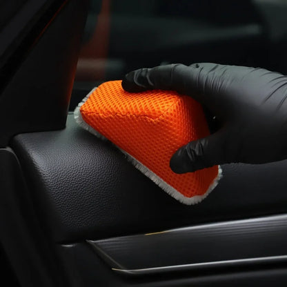 SPTA 1 pz Spugna triangolare per la pulizia degli interni dell'auto, applicatore a cuneo per la pulizia della pelle, della gomma e della plastica, per la ceratura