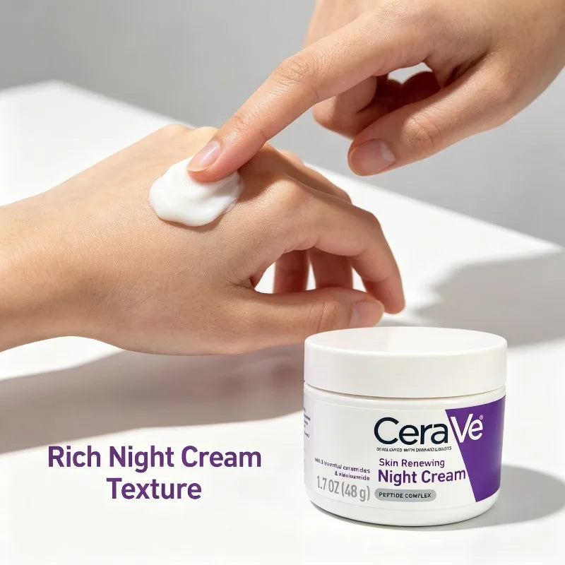 Crema Notte Rinnovante per la Pelle CeraVe 48g, Crema Idratante Riparatrice della Barriera per Uso Quotidiano