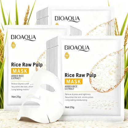 30 pz BIOAQUA Polpa Cruda di Riso Sbiancamento Maschere Per Il Viso Idratante Idratante Anti Rughe Anti-età Maschera Per Il Viso Lenzuola Cura Della Pelle