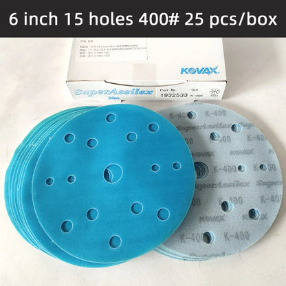 25 pezzi KOVAX carta morbida opaca da 6 pollici autoadesiva floccata carta vetrata rotonda 150mm vernice per auto superficie bellezza lucidatura