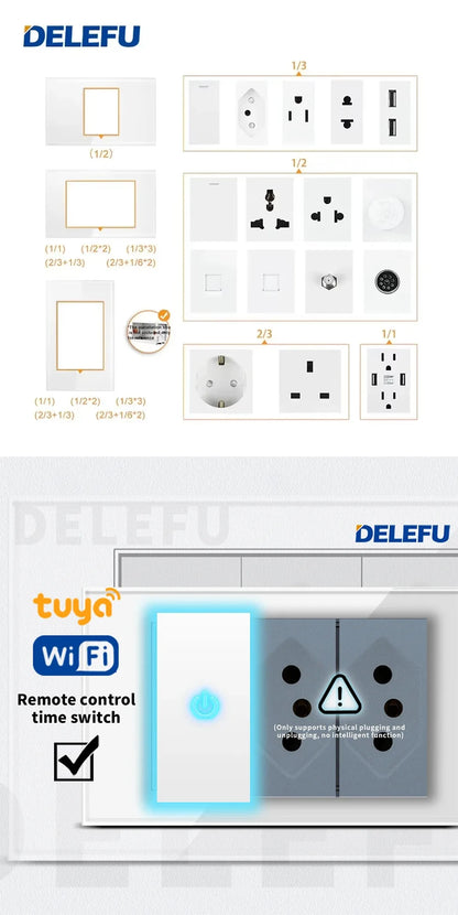 DELEFU Modulo Presa Combinabile Tipo-C Brasile - Uso Domestico - Nero - Assemblaggio Fai-da-te - Presa con Interruttore per Ricarica Rapida USB Tipo-C