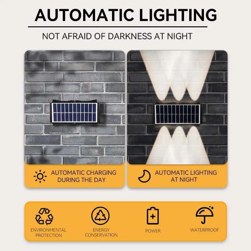 3 pezzi/1 pezzo Lampada da parete solare per cortile, strada, impermeabile, lampada da giardino esterna, decorazione solare per la casa, illuminazione da parete a LED per esterni