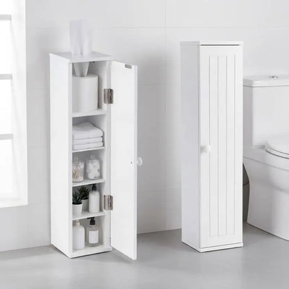 Set di 2 mobili da bagno con 3 ripiani rimovibili, larghezza 16 cm, mobiletto per WC, bianco