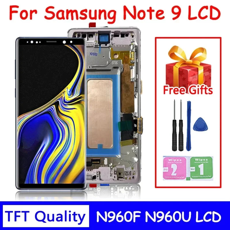 Nuovo LCD per Samsung Note9, Display Touch Screen Digitizer Assembly per Samsung Note 9 N960F N960U N9600 con Cornice LCD