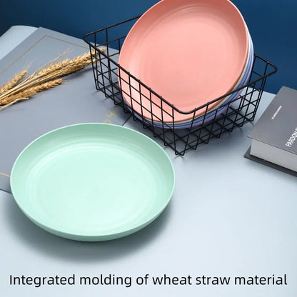 Set di 5 piatti colorati in paglia di grano, piatto per verdure, piatto per frutta, piatto da insalata in stile nordico, stoviglie, piatto in plastica per uso domestico