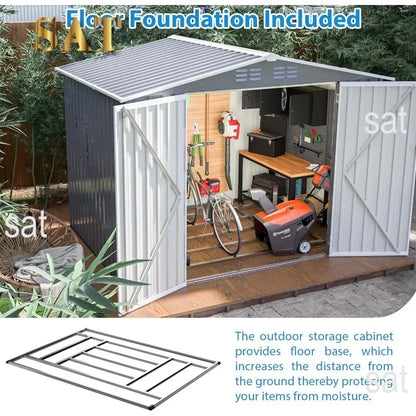 # # Per deposito esterno da capannone da 10 piedi x 8 piedi, kit capannone in metallo con porte e prese d'aria con serratura, capannone per attrezzi da giardino per cortile e *