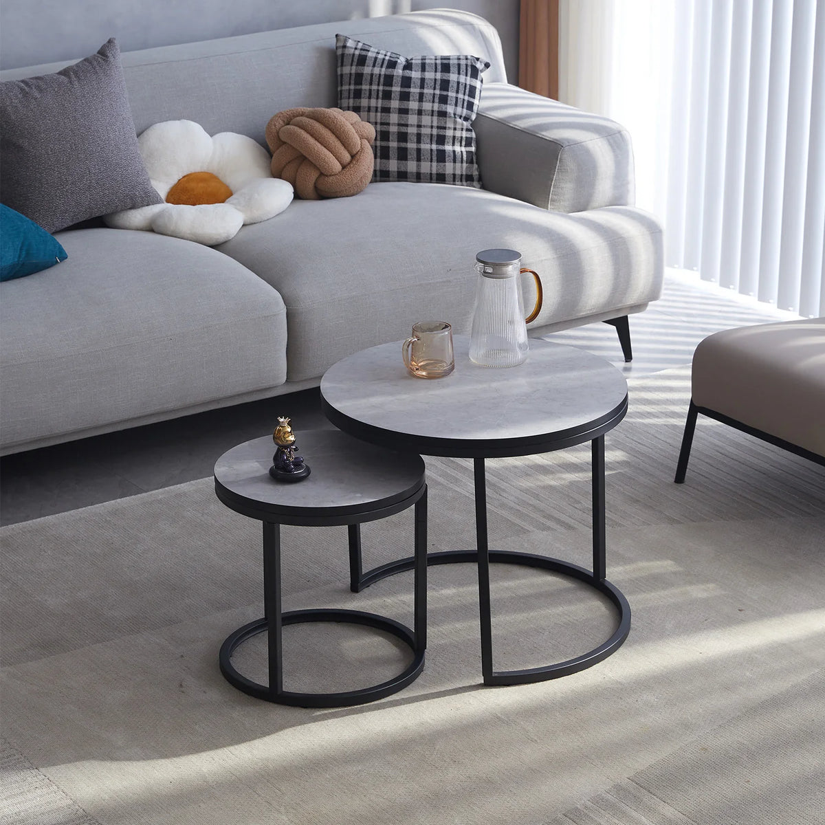 2 pezzi tavolino nordico 2 in 1 combinazione rotonda tavolo da tè per ufficio moderno e minimalista divano per la casa Ins tavolino soggiorno