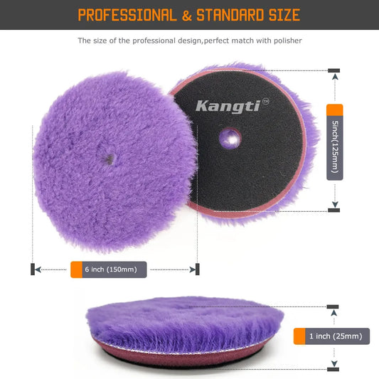 Kangti 10 Pezzi Tamponi per Lucidatura Auto in Lana, Dischi per Ceratura e Lucidatura, Strumento per Rimozione Graffi, 5/6 Pollici Autoadesivi