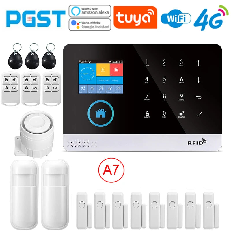 Sistema di allarme PGST ultima versione, WiFi, 4G, allarme di sicurezza domestica intelligente Tuya, controllo vocale intelligente Alexa, funzione push APP