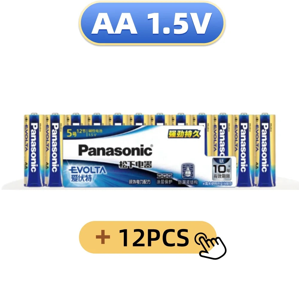 Batterie alcaline Panasonic AA 1,5 V, confezione da 12 pezzi, adatte per fotocamere digitali, torce elettriche, lettori CD, mouse wireless, ecc.