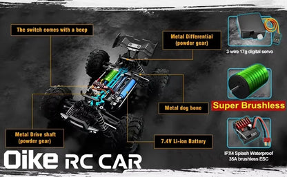 Auto radiocomandata Oike 4WD, fuoristrada 4x4, buggy ad alta velocità, camion super brushless, 50 o 80 km/h, auto da corsa con drift veloce, giocattolo, regalo