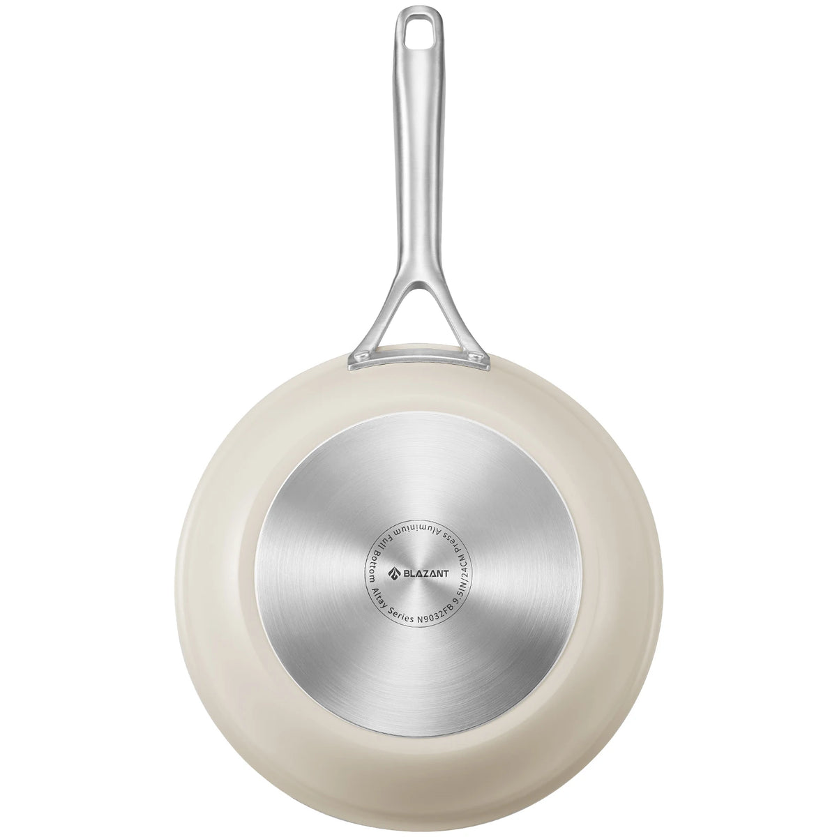 Padella in ceramica a induzione 28 cm con manico in acciaio fuso, beige, padella in ceramica senza PTFE e PFOA, padella in ceramica a induzione 28 cm, non-s