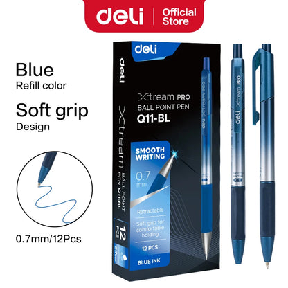 Penne a sfera DELI 0,7 mm Penna a sfera per firma per scrittura liscia Nero Blu Cancelleria per ufficio scuola