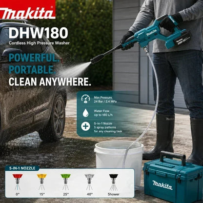 Idropulitrice Portatile a Batteria Makita DHW180 18V per Auto, Moto, Giardino e Patio - Compatibile con Batterie Makita 18V - Disponibilità EU