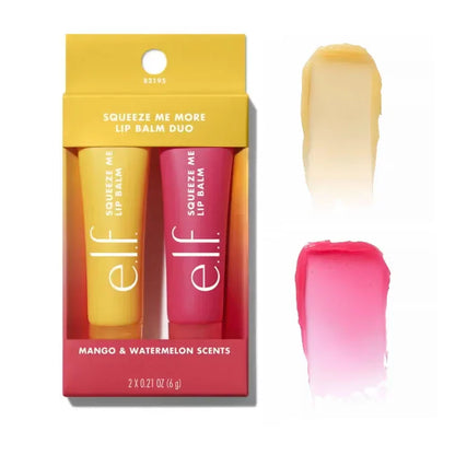 Nuovo set di balsami labbra idratanti E.l.f Squeeze Me More, con due tonalità di lucidalabbra e 3 combinazioni: mango, anguria, menta e cioccolato.