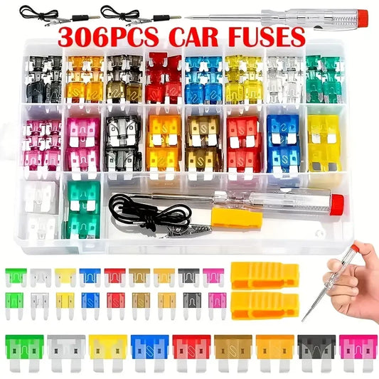 Kit combinato di fusibili per auto da 50-306 pezzi, mini, piccoli e medi, fusibili a lama per applicazioni marine e automobilistiche, 2A 3A 5A 10A 15A 20A 25A 30A 35A