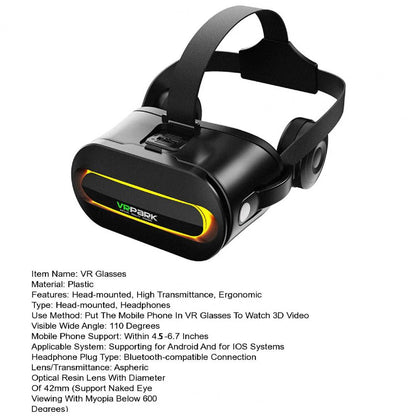 Occhiali VR Realtà virtuale Casco per telefono 3D Cuffie Lenti Occhiali Dispositivo Viar Smartphone intelligente Gioco cellulare Set di visualizzatori video mobili
