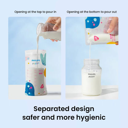 Sacchetti per la conservazione del latte materno Avent, 30 sacchetti anti-perforazione e a prova di perdite per la conservazione del latte materno, conservazione del latte materno in frigorifero