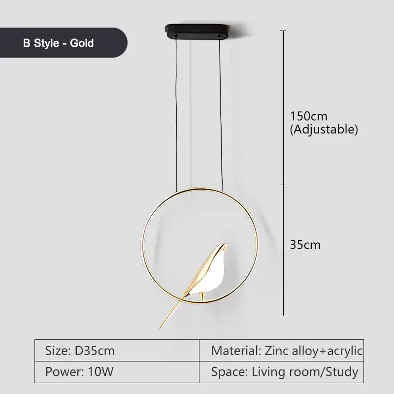 Lampadari a sospensione a LED per uccelli gazza girevoli per interni per lampade a sospensione a soffitto a linea regolabile da comodino per cucina e pranzo