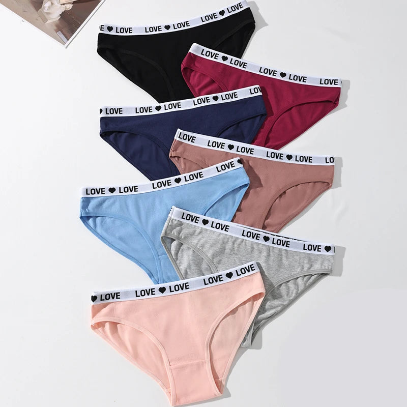 7 Pz/set Mutandine di Cotone da Donna Sexy Mutande a Righe Morbide Lettera Carina Slip per Ragazze Femminile Traspirante Stretch Lingerie XS-XL