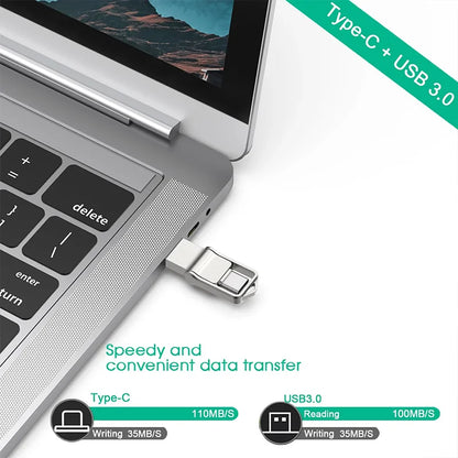 Lenovo Mini, chiavetta USB 3.0 ad alta velocità, in metallo, con interfaccia doppia, capacità 1 TB, 512 GB, 256 GB, adatta per dispositivi Android e laptop.