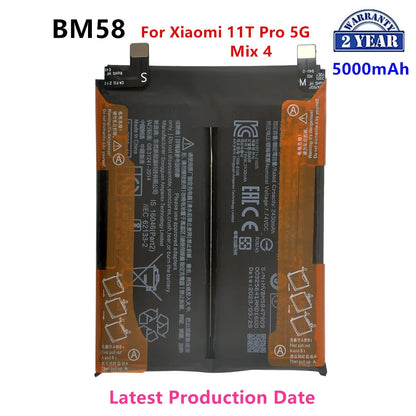Batteria originale BM58 5000mAh al 100% per batterie di ricambio per telefono Xiaomi 11T Pro 5G/Mix 4