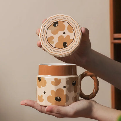 Tazze in ceramica retrò creative, alto livello di aspetto, tazze famose in Internet, souvenir di lusso leggero, tazze da caffè con LIDS