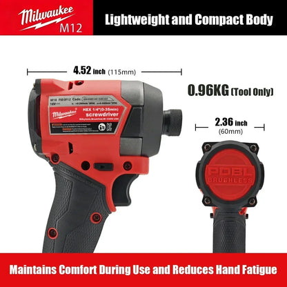 Cacciavite elettrico Milwaukee M12, potente cacciavite a batteria, ideale per lavori di manutenzione domestica e progetti fai-da-te (batteria non inclusa).