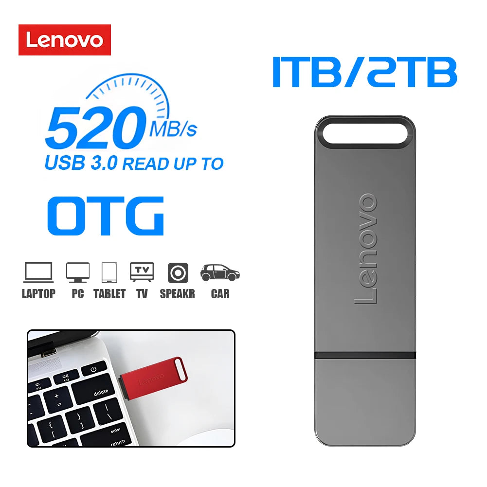 Chiavetta USB Lenovo Mini ad alta velocità, 512 GB, 1 TB, USB 3.1, 256 GB, 128 GB, chiavetta USB ad alta velocità per laptop Android