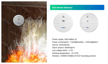 Sistema di Allarme KERUI WIFI GSM con Supporto per 3 Zone Cablate, Allarme Domestico Antifurto Compatibile con Tuya Smart, Sensore PIR 433MHz per Protezione di Sicurezza