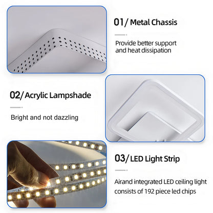 Lampadario LED IRALAN dal Design Quadrato per Camera da Letto e Soggiorno, Lampada da Soffitto Moderna per la Casa, Illuminazione a Soffitto in Bianco e Nero