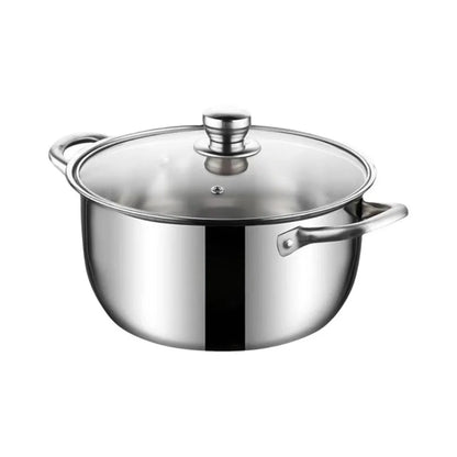 Pentola per zuppe in acciaio inossidabile con fondo doppio e coperchio, utensile da cucina in acciaio inossidabile multifunzionale, disponibile nelle misure 18/20/22/24 cm, con rivestimento antiaderente.