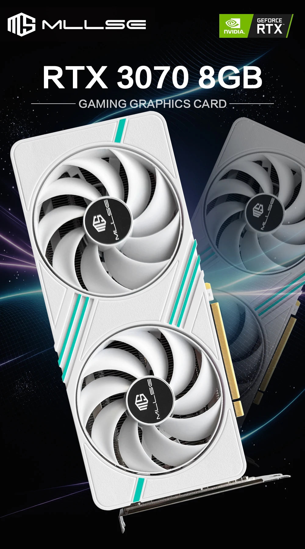 Scheda grafica da gioco MLLSE RTX 3070 8GB, 8Pin GDDR6 256bit PCI-E 4.0, GPU NVIDIA Geforce, scheda video da gioco RTX 3070 8GB