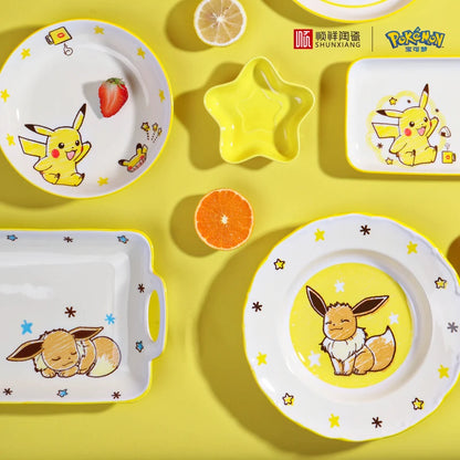 Set di Stoviglie in Ceramica Pokemon SHUNXIANG, Ciotole e Piatti con Motivi Cartoon, Set per Cena, Insalata e Pasta, Adatti al Microonde