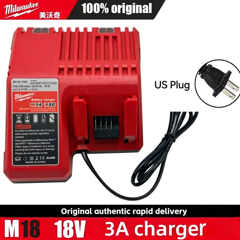 Caricabatterie multi-tensione Milwaukee M12-18FC, compatibile con M12 M18 48-11-1880, 48-11-2460, 48-59-1803, batteria Milwaukee a ricarica rapida