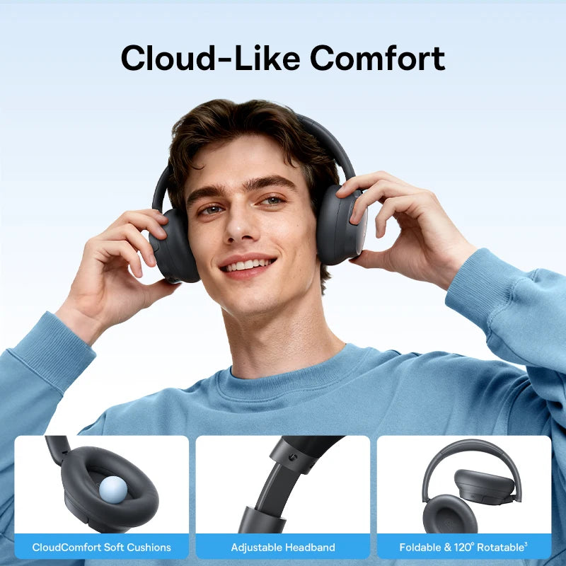 Cuffie Wireless ANC Baseus 80H, Auricolari Over-Ear con 95% di Cancellazione del Rumore, Cuffie Bluetooth 6.0 BH1 NC LITE