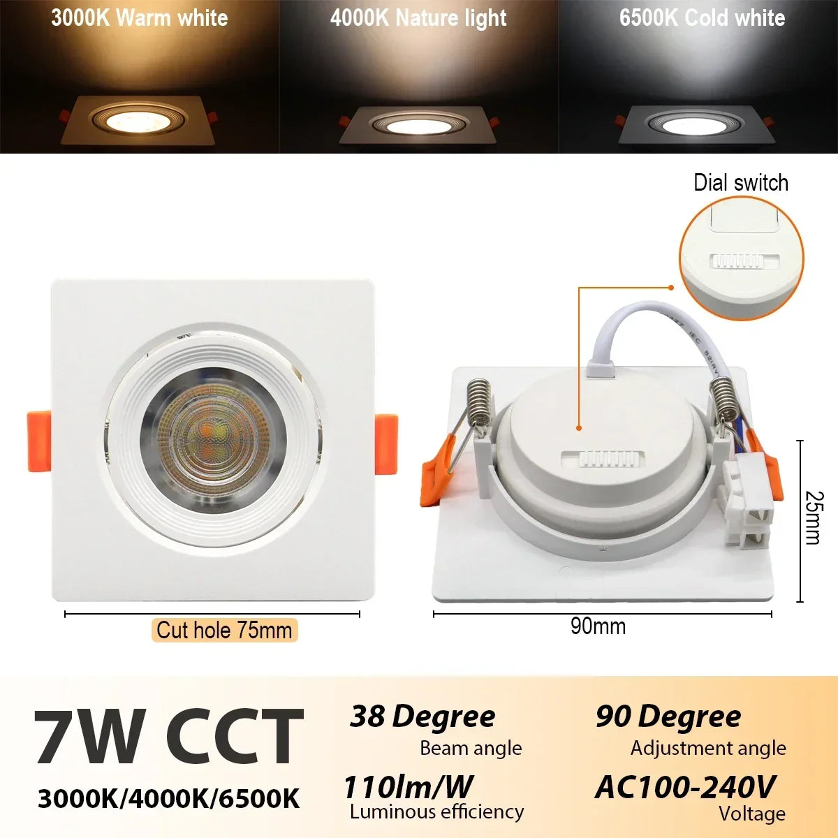 4-20 pezzi 3 CCT LED plafoniera 3000K 4000K 6500K pieghevole da incasso per la casa camera da letto bagno soggiorno illuminazione Lamparas Led