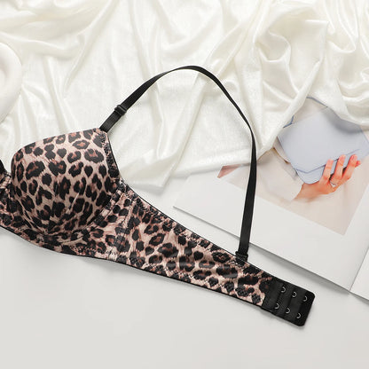 Nuova lingerie europea e americana a 3/4 tazze con stampa leopardata abbinata a un set di biancheria intima da donna sexy perizoma reggiseno push up B2087